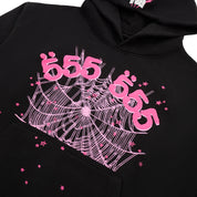 Sp5der Angel Number Hoodie Black & Pink