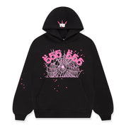 Sp5der Angel Number Hoodie Black & Pink