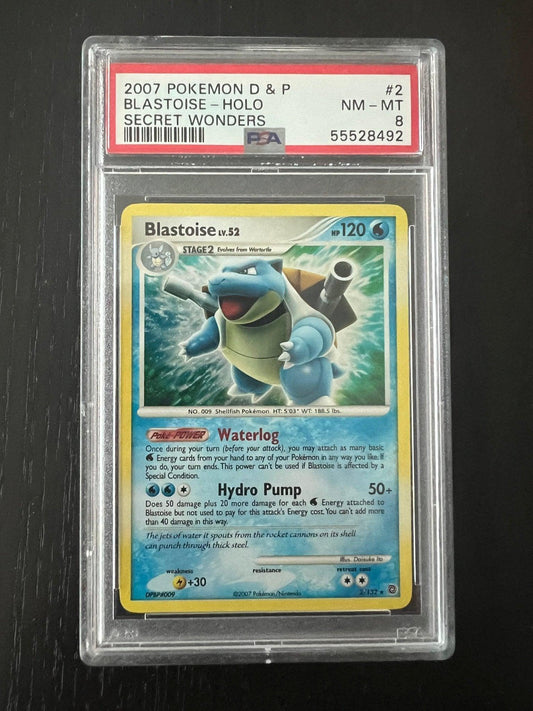 2007 Pokemon Diamond & Pearl Blastoise Holo | Secret Wonders #2 - PSA 8 Near Mint - Mint - Supra Sneakers