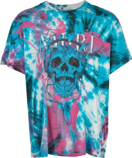 Amiri Blue Tie-Dye Skull Tee - Supra Sneakers