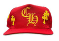 Chrome Hearts Lederaufnäher Snapback Cap Rot / Gelb