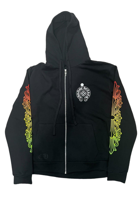 Chrome Hearts Multicolor Horseshoe Floral Cross Sleeve Zip-Up Hoodie - Supra Sneakers