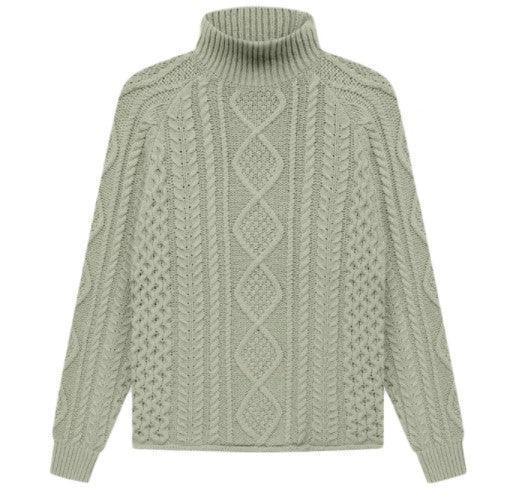 Fear of God Essentials Cable Knit Turtleneck Seafoam - Supra Sneakers