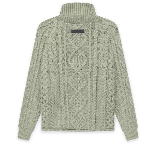 Fear of God Essentials Cable Knit Turtleneck Seafoam - Supra Sneakers