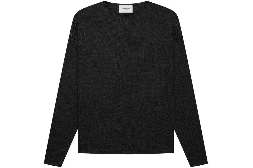 Fear of god Essentials Thermal Henley Long Sleeve Tee Black - Supra Sneakers