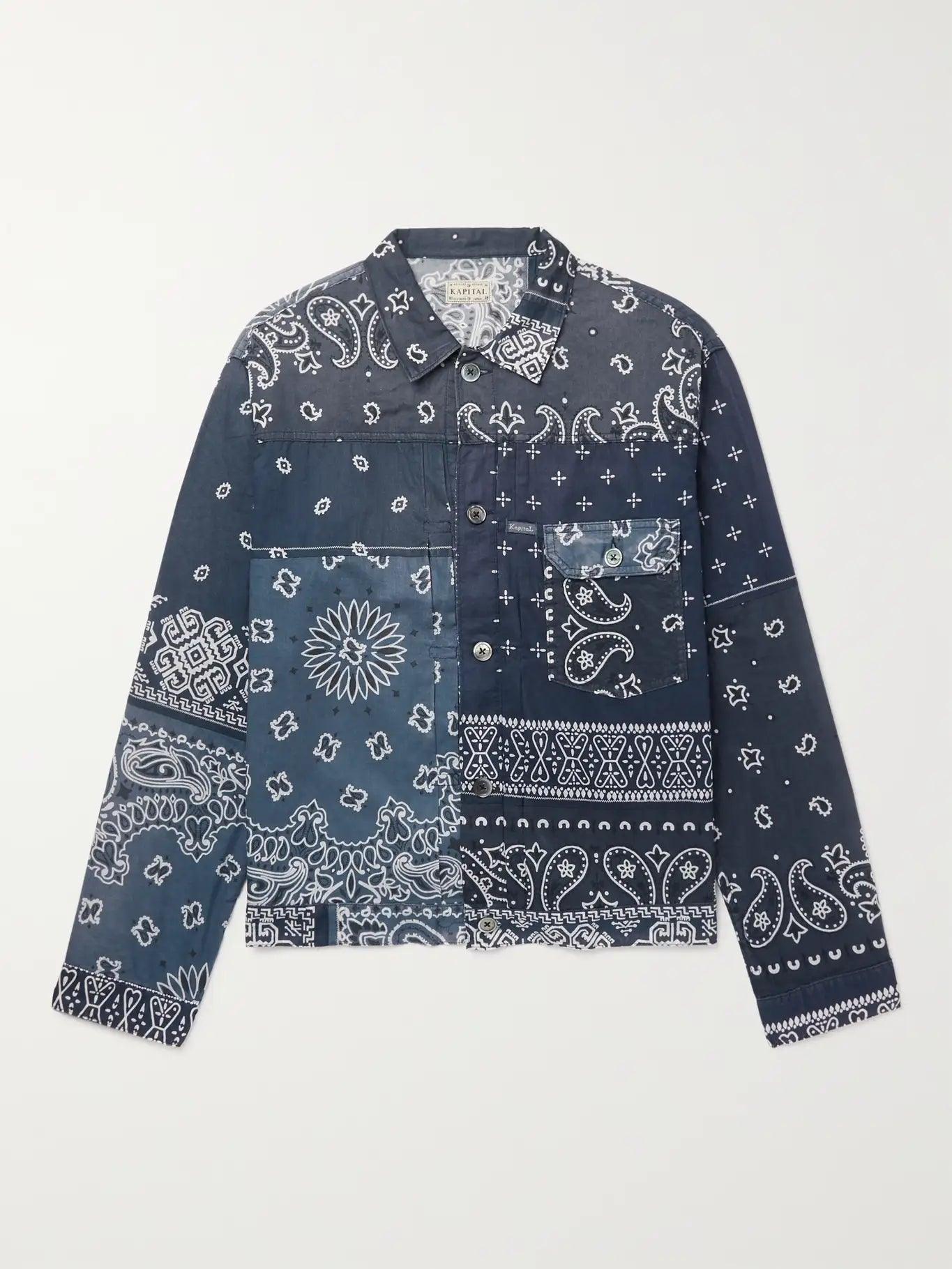 Kapital Patchwork Bandana-Print Cotton Jacket Indigo - Supra Sneakers