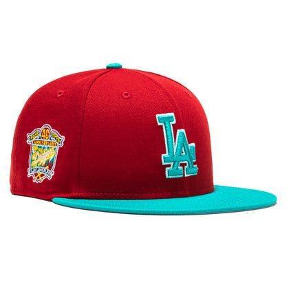 New Era 59Fifty Captain Planet 2.0 Los Angeles Dodgers 40th Anniversary Patch Hat - Red, Teal - Supra Sneakers