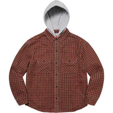 Supreme Houndstooth Flannel Hooded Shirt Red - Supra Sneakers