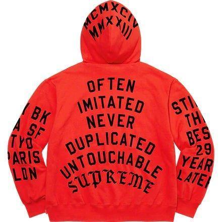 Supreme Team Flocked Hooded Sweatshirt Bright Red - Supra Sneakers