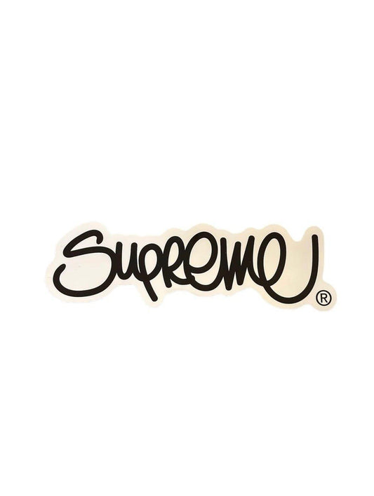 Supreme White Script Sticker - Supra Sneakers